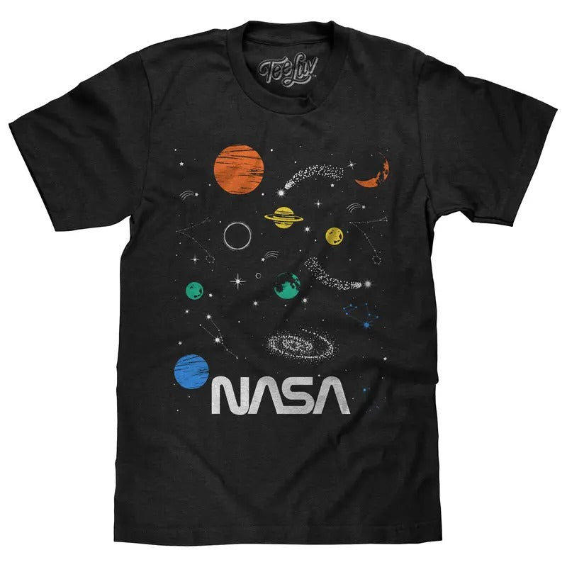 NASA Planets Stars Space Black - Adult & Kids T-Shirts, Sweatshirts & Hoodies apparel design preview 1