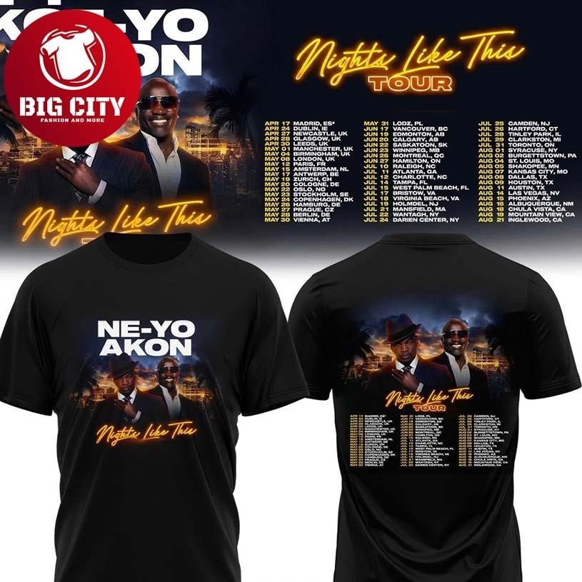 NE-YO AKON Nights Like This Tour 2026 Two Sided - Adult & Kids T-Shirts, Sweatshirts & Hoodies apparel design preview 1