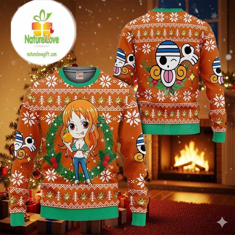 Nami Anime Xmas One Piece Ugly Christmas Sweater - Holiday Gift product image