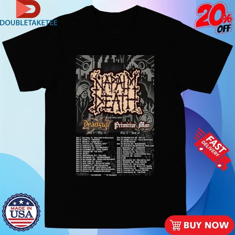 Napalm Death Summer Tour 2026 - Adult & Kids T-Shirts, Sweatshirts & Hoodies apparel design preview 1