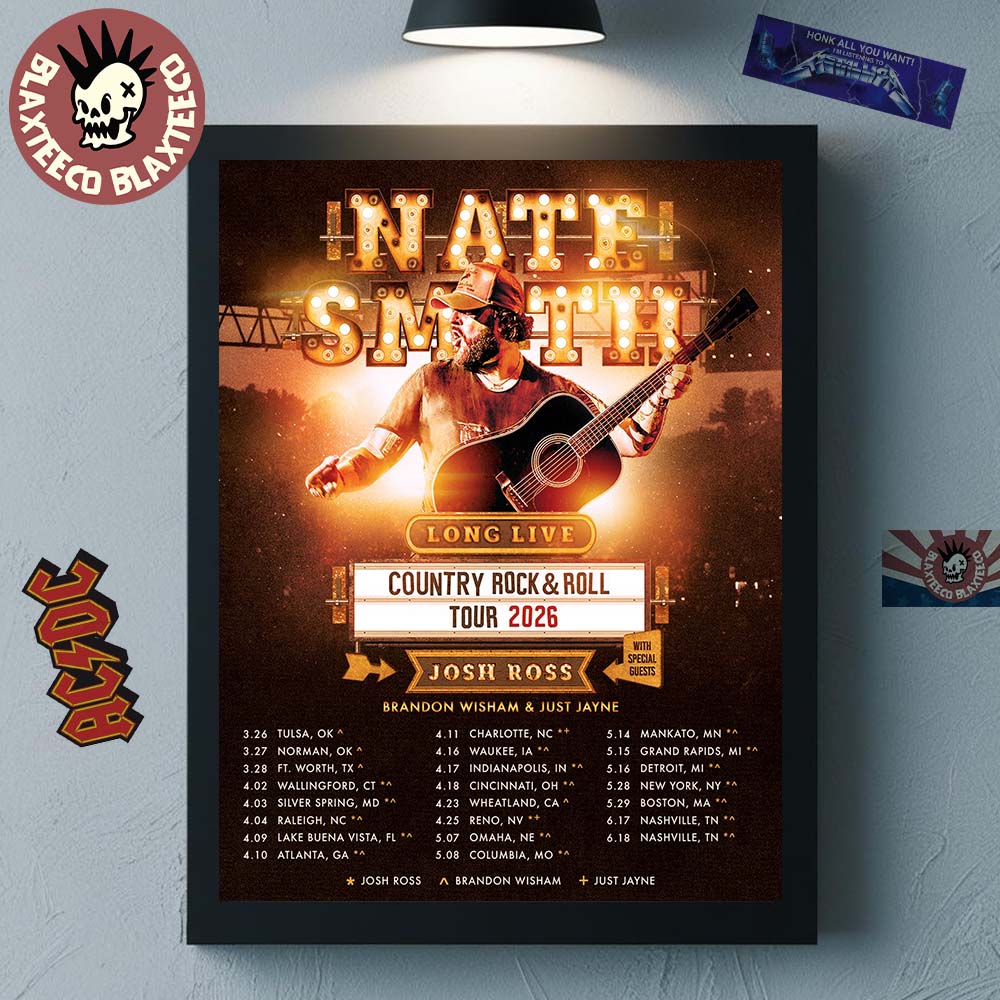 Nate Smith Long Live Country Rock And Roll Tour 2026 - Adult & Kids T-Shirts, Sweatshirts & Hoodies apparel design preview 1