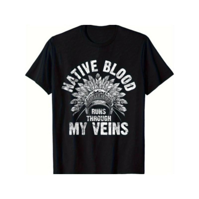 Native American Blood Pride 100% Cotton Crew Neck - Adult & Kids T-Shirts, Sweatshirts & Hoodies apparel design preview 1
