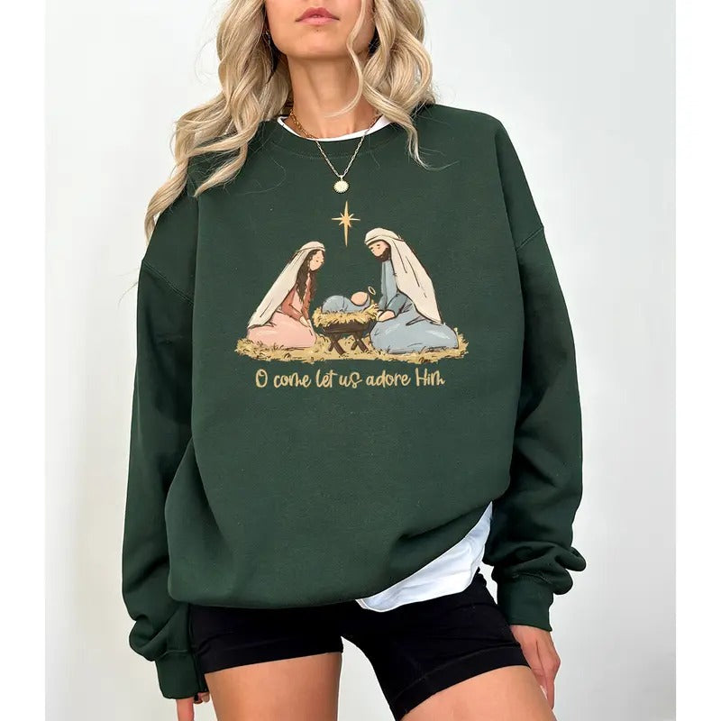 Nativity Scene Christian True Story Religious Jesus - Adult & Kids T-Shirts, Sweatshirts & Hoodies apparel design preview 1