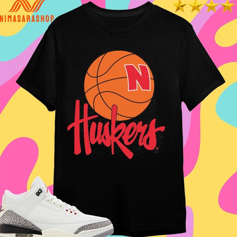 Nebraska Cornhuskers 1990s Basketball Logo - Adult & Kids T-Shirts, Sweatshirts & Hoodies apparel design preview 1