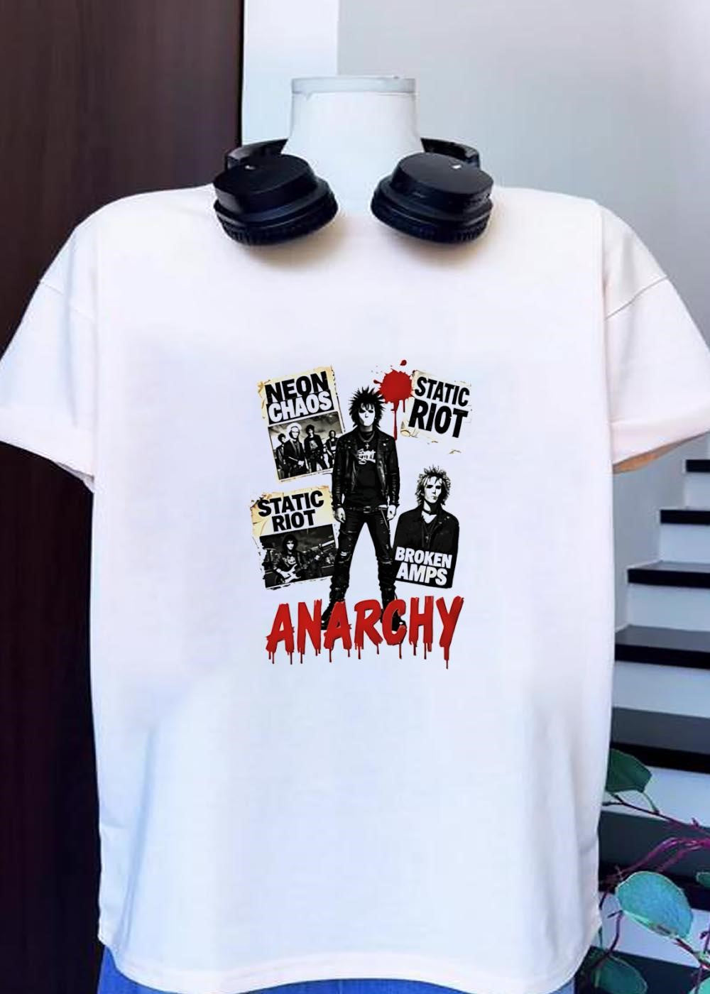 Neon Chaos Static Riot Broken Amps Anarchy Punk Rock - Adult & Kids T-Shirts, Sweatshirts & Hoodies apparel design preview 1