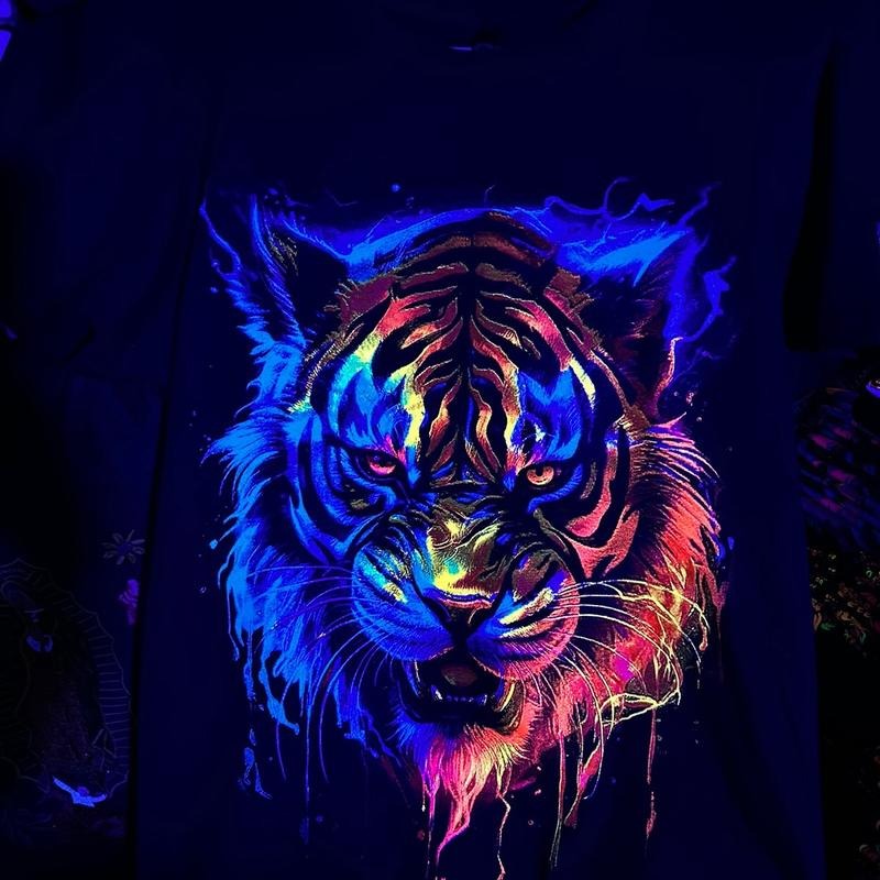 Neon Tiger Black Cotton Casual - Adult & Kids T-Shirts, Sweatshirts & Hoodies apparel design preview 1