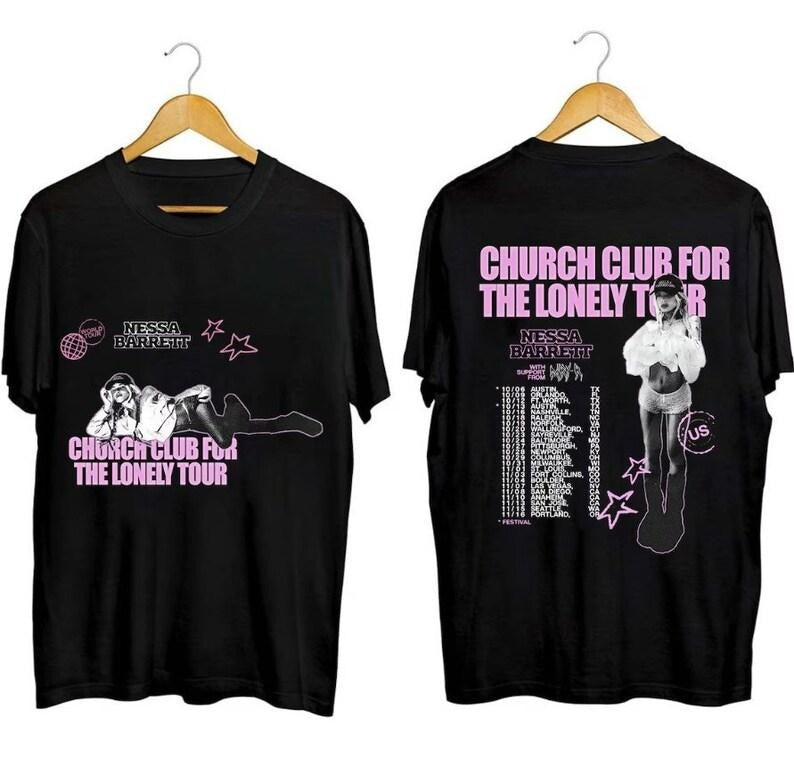 Nessa Barrett Church Club Lonely Tour 2023 Fan - Adult & Kids T-Shirts, Sweatshirts & Hoodies apparel design preview 1
