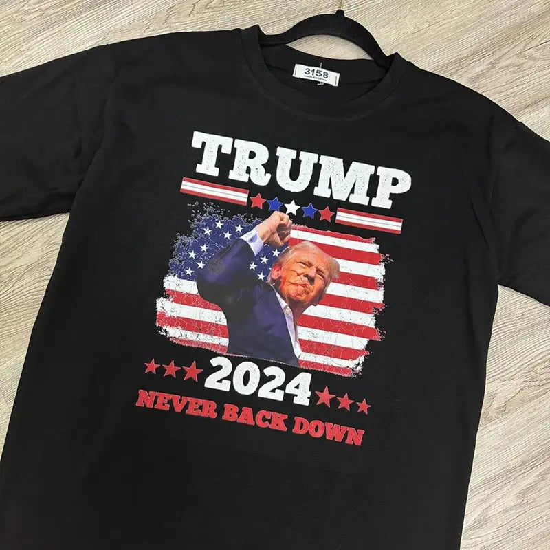 Never Back Down Comfort Colors Donald Trum Rally Make - Adult & Kids T-Shirts, Sweatshirts & Hoodies apparel design preview 1