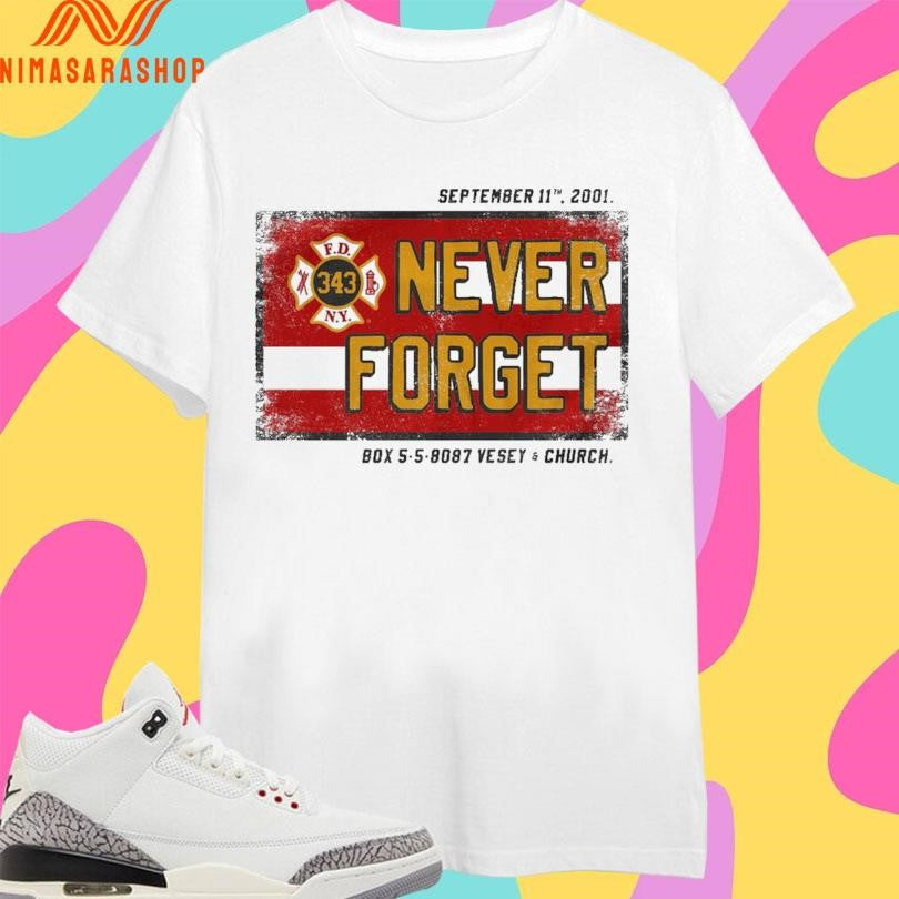 Never Forget September 11 2001 Box 5 8087 Vesey And - Adult & Kids T-Shirts, Sweatshirts & Hoodies apparel design preview 1