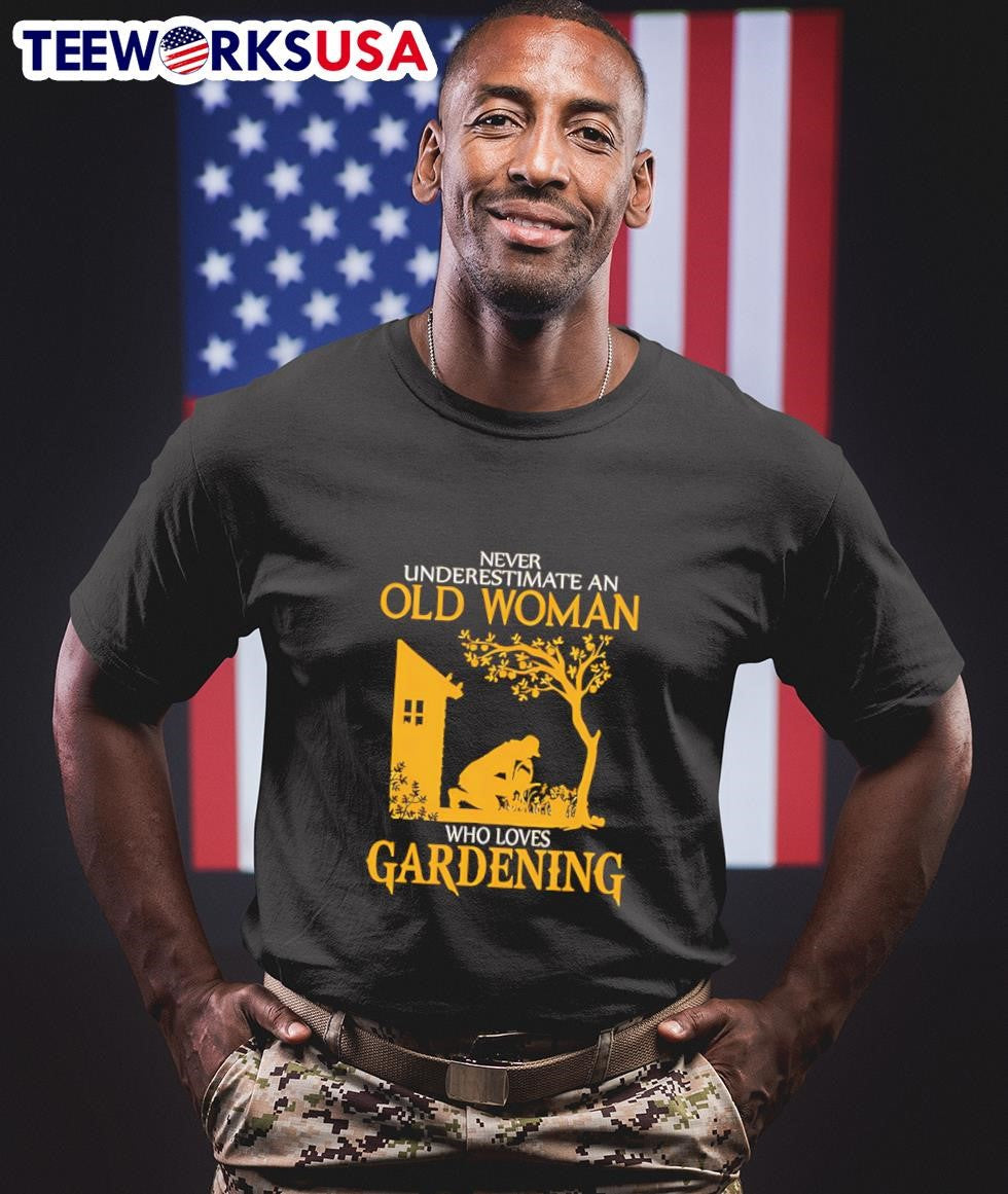 Never Underestimate An Old Woman Who Loves Gardening - Adult & Kids T-Shirts, Sweatshirts & Hoodies apparel design preview 1