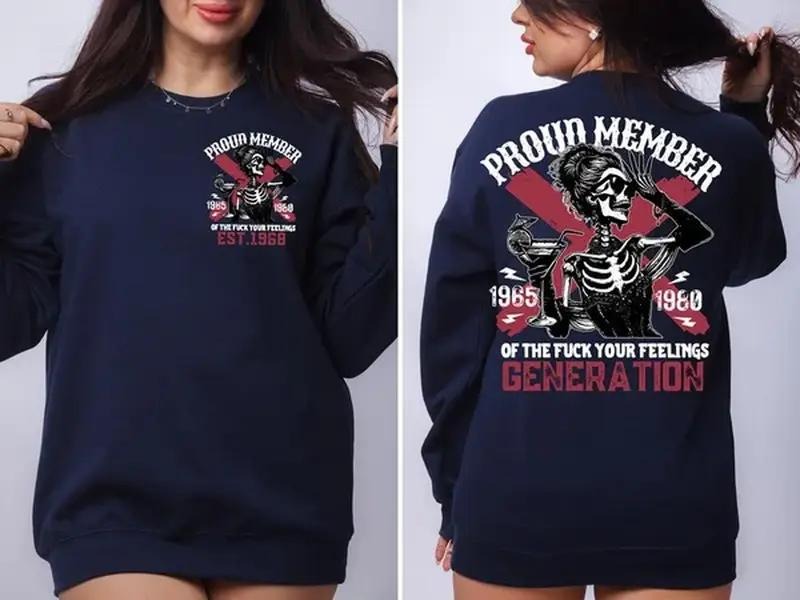New Customize Gen X Skull Drink Proud Member Fck Your - Adult & Kids T-Shirts, Sweatshirts & Hoodies apparel design preview 1