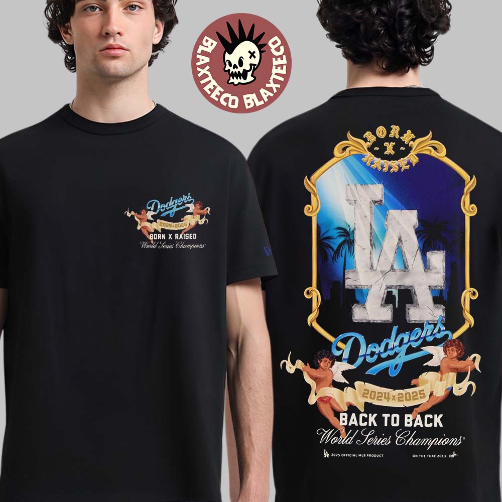 New Era Los Angeles Dodgers X Born Raised Angels Back - Adult & Kids T-Shirts, Sweatshirts & Hoodies apparel design preview 1