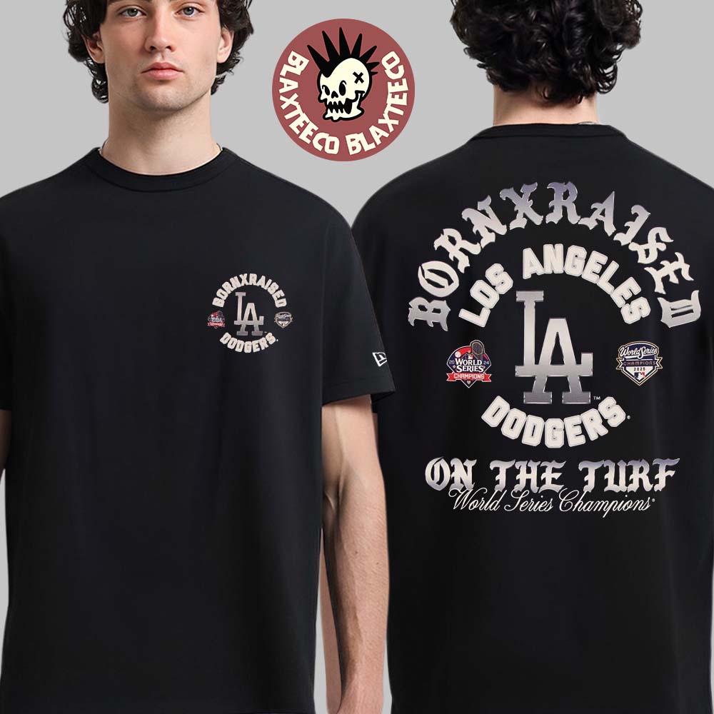 New Era Los Angeles Dodgers X Born Raised On The Turf - Adult & Kids T-Shirts, Sweatshirts & Hoodies apparel design preview 1