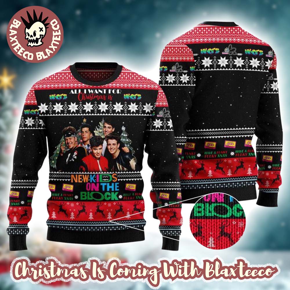 Kids On The Block Funky Fulky All I Wanted For Christmas Is NKOTB Ugly Christmas Sweater - Holiday Gift product image