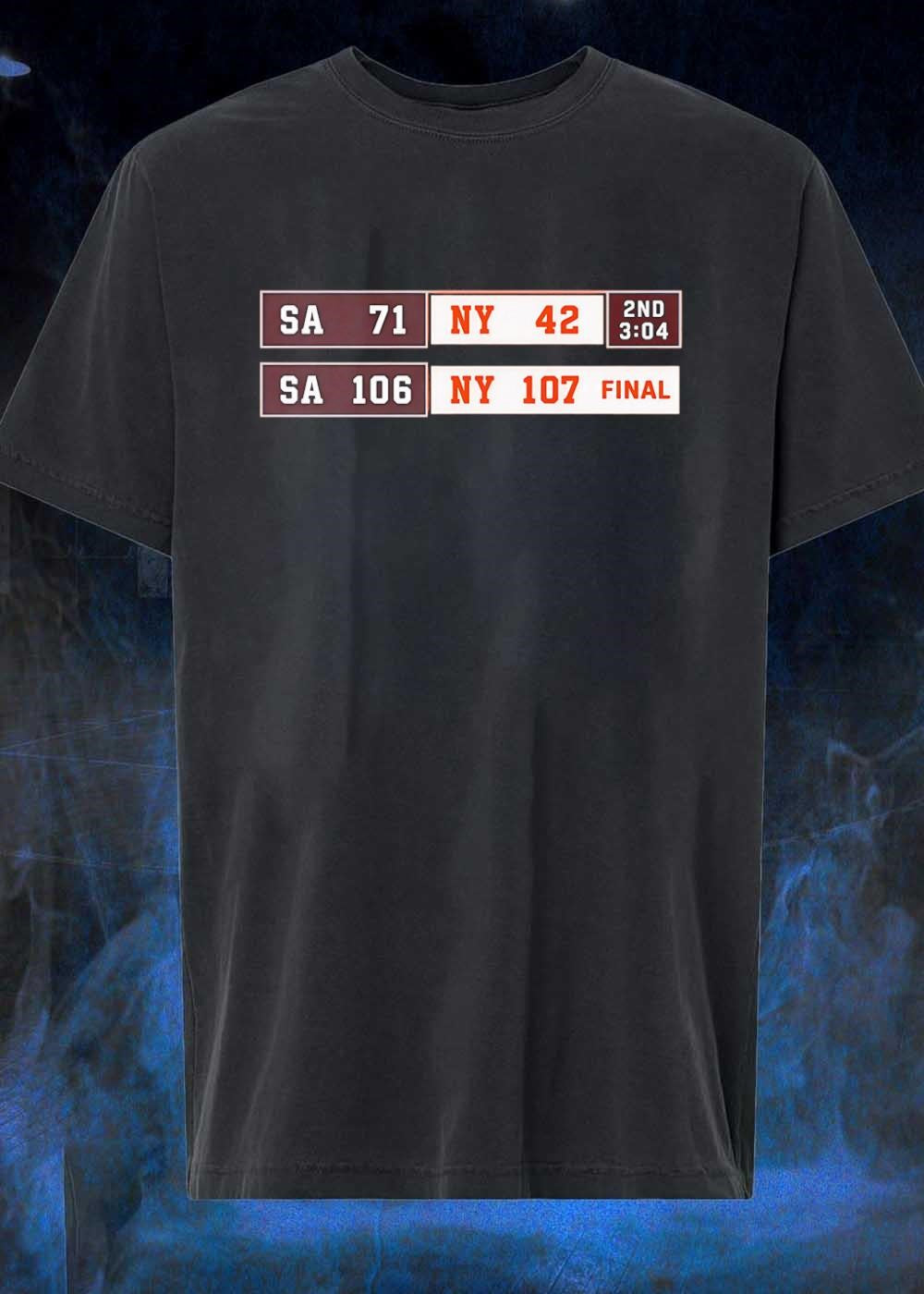 New York Basketball Comeback SA 71 to 42 Scoreboard - Adult & Kids T-Shirts, Sweatshirts & Hoodies apparel design preview 1