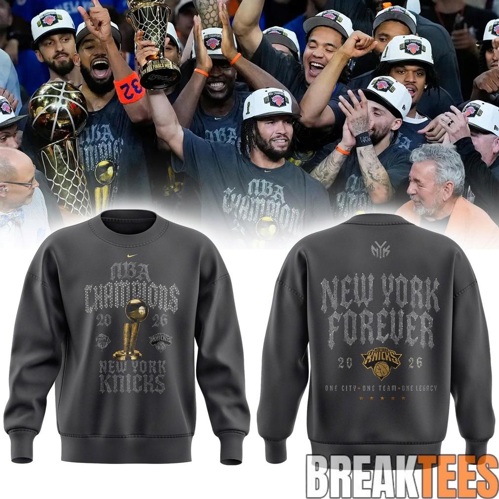 New York Knick 2026 NBA Champions Forever' Grey - Adult & Kids T-Shirts, Sweatshirts & Hoodies apparel design preview 1
