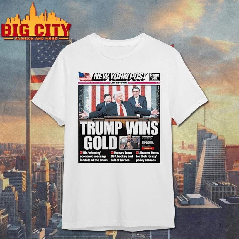 New York Post Trump Wins Gold Cover - Adult & Kids T-Shirts, Sweatshirts & Hoodies apparel design preview 1