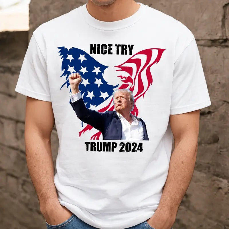 Nice Try Trump You Can'T Kill Freedom Shot Failed - Adult & Kids T-Shirts, Sweatshirts & Hoodies apparel design preview 1