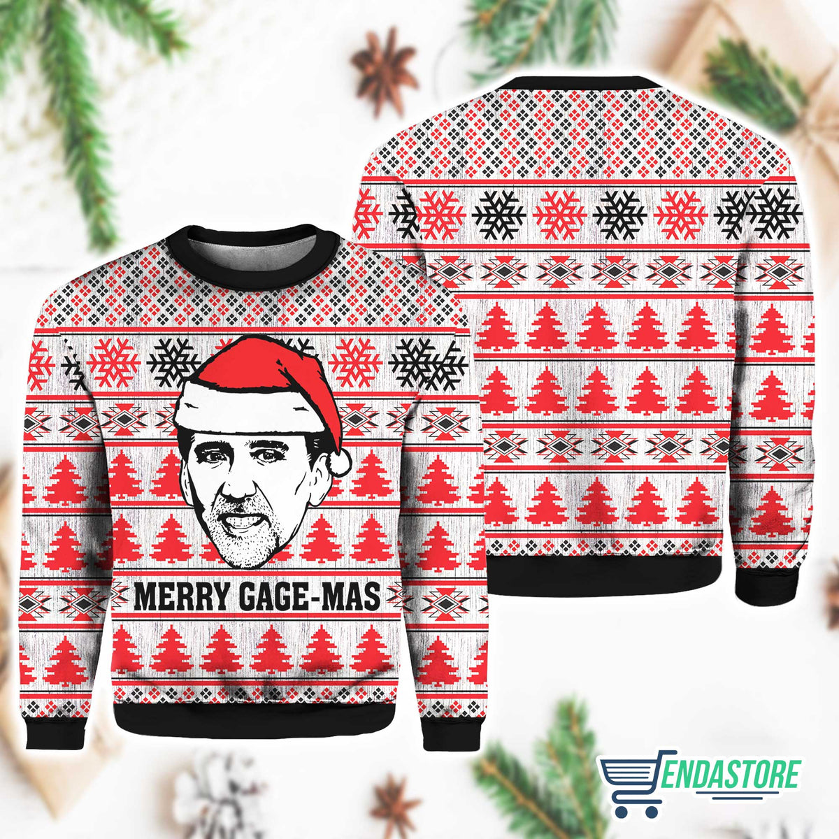 Nicolas Cage Merry Gage-mas 3D Ugly Christmas Sweater - Holiday Gift product image 2