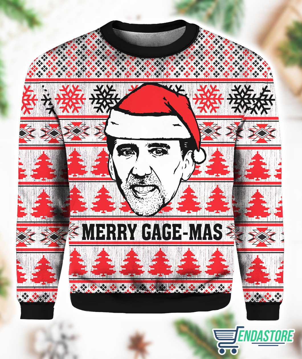 Nicolas Cage Merry Gage-mas 3D Ugly Christmas Sweater - Holiday Gift product image 3