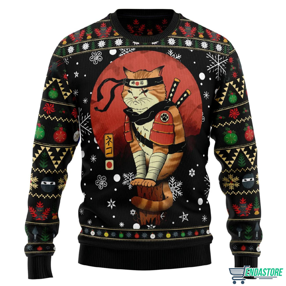 Ninja Cat 3D Ugly Christmas Sweater - Holiday Gift product image