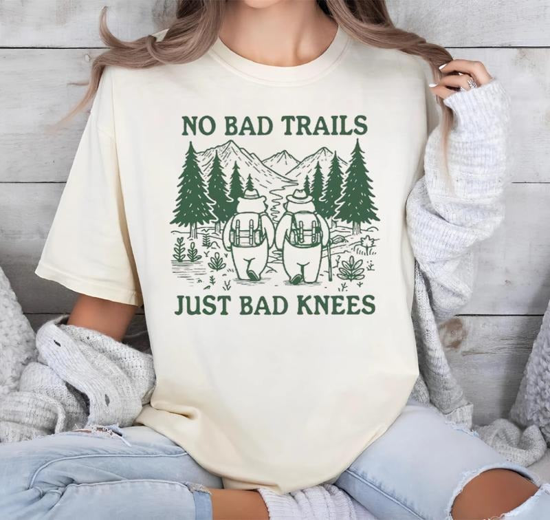 No Bad Trails Just Knees Funny Hiking Nature Lover - Adult & Kids T-Shirts, Sweatshirts & Hoodies apparel design preview 1