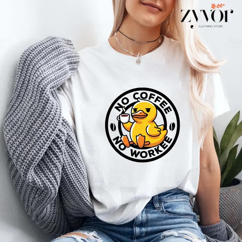 No Coffee Workee Funny Pure Cotton Casual Crew Neck - Adult & Kids T-Shirts, Sweatshirts & Hoodies apparel design preview 1