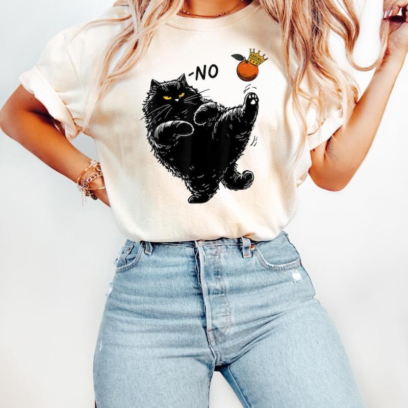 No Kings America Black Cat Funny Political Meme - Adult & Kids T-Shirts, Sweatshirts & Hoodies apparel design preview 1