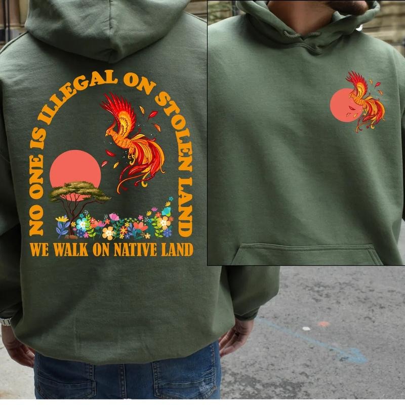 No One Is Illegal Stolen Land Social Justice Activist - Adult & Kids T-Shirts, Sweatshirts & Hoodies apparel design preview 1