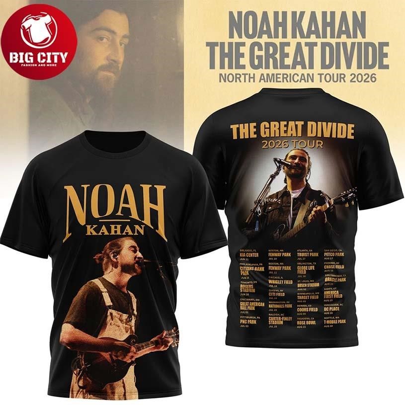 Noah Kahan The Great Divide Tour 2026 Two Sided - Adult & Kids T-Shirts, Sweatshirts & Hoodies apparel design preview 1