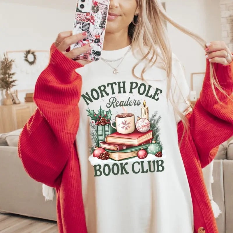 North Pole Book Club Comfort Colors Casual Cotton - Adult & Kids T-Shirts, Sweatshirts & Hoodies apparel design preview 1