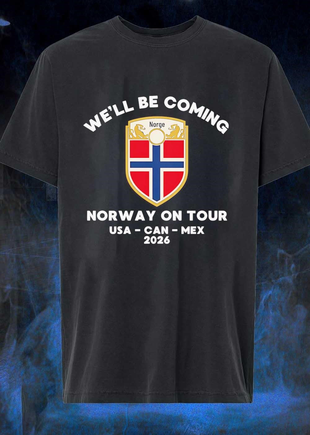 Norway on Tour 2026 USA CAN MEX We Will Be Coming - Adult & Kids T-Shirts, Sweatshirts & Hoodies apparel design preview 1