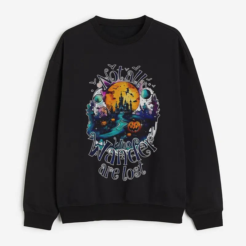 Not All Who Wander Are Lost Halloween Spooky Retro - Adult & Kids T-Shirts, Sweatshirts & Hoodies apparel design preview 1