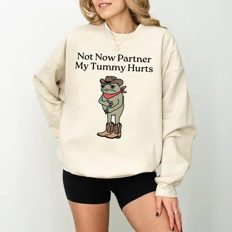 Not Now Partner My Tummy Hurts IBS Lactose Intolerant - Adult & Kids T-Shirts, Sweatshirts & Hoodies apparel design preview 1
