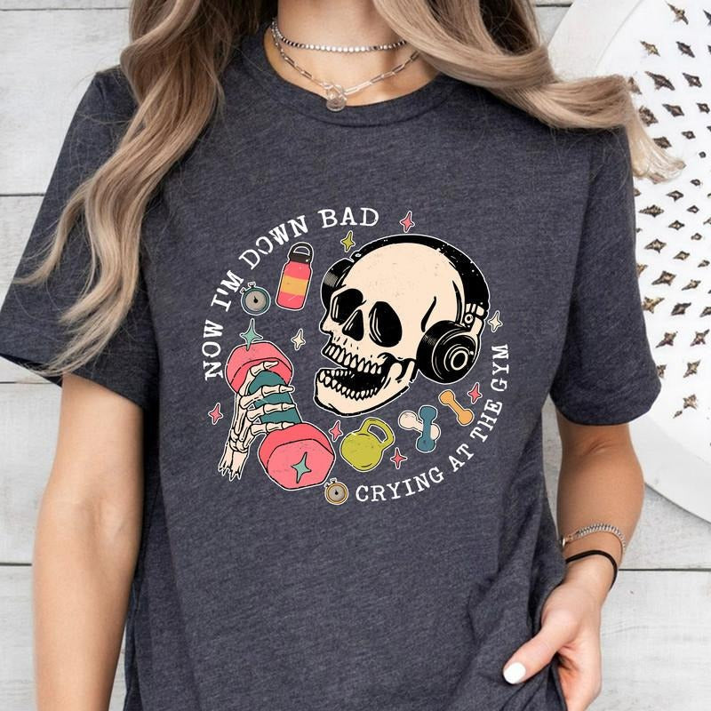Now Im Down Bad Funny Skeleton Music Lovers Rock Roll - Adult & Kids T-Shirts, Sweatshirts & Hoodies apparel design preview 1