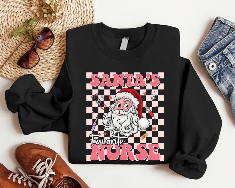 Nurse Santa'S Favorite Xmas Nursing School Student - Adult & Kids T-Shirts, Sweatshirts & Hoodies apparel design preview 1