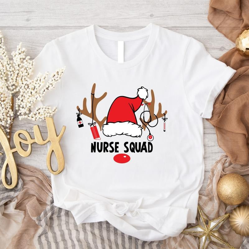 Nurse Squad Matching Nursing Reindeer School Xmas - Adult & Kids T-Shirts, Sweatshirts & Hoodies apparel design preview 1
