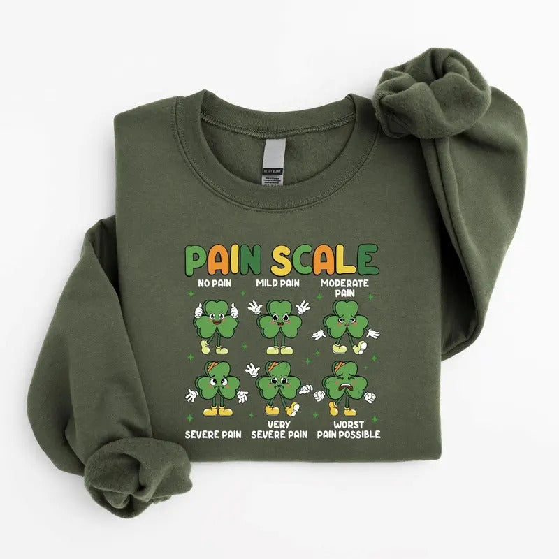 Nurse St Patrick Day Pain Scale Funny Irish Nursing - Adult & Kids T-Shirts, Sweatshirts & Hoodies apparel design preview 1