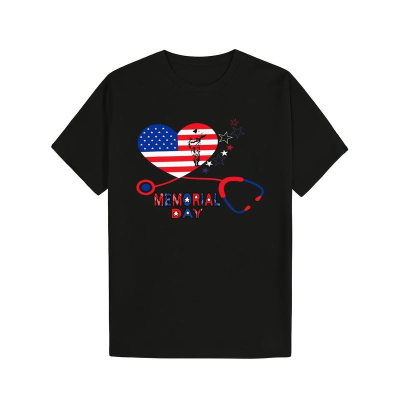 Nurse Stethoscope Heart Patriotic Memorial Day Flag - Adult & Kids T-Shirts, Sweatshirts & Hoodies apparel design preview 1