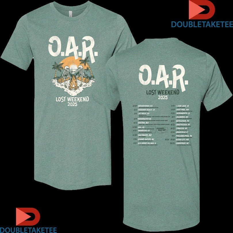 OAR Lost Weekend Tour 2025 Dates Skelly Flames - Adult & Kids T-Shirts, Sweatshirts & Hoodies apparel design preview 1