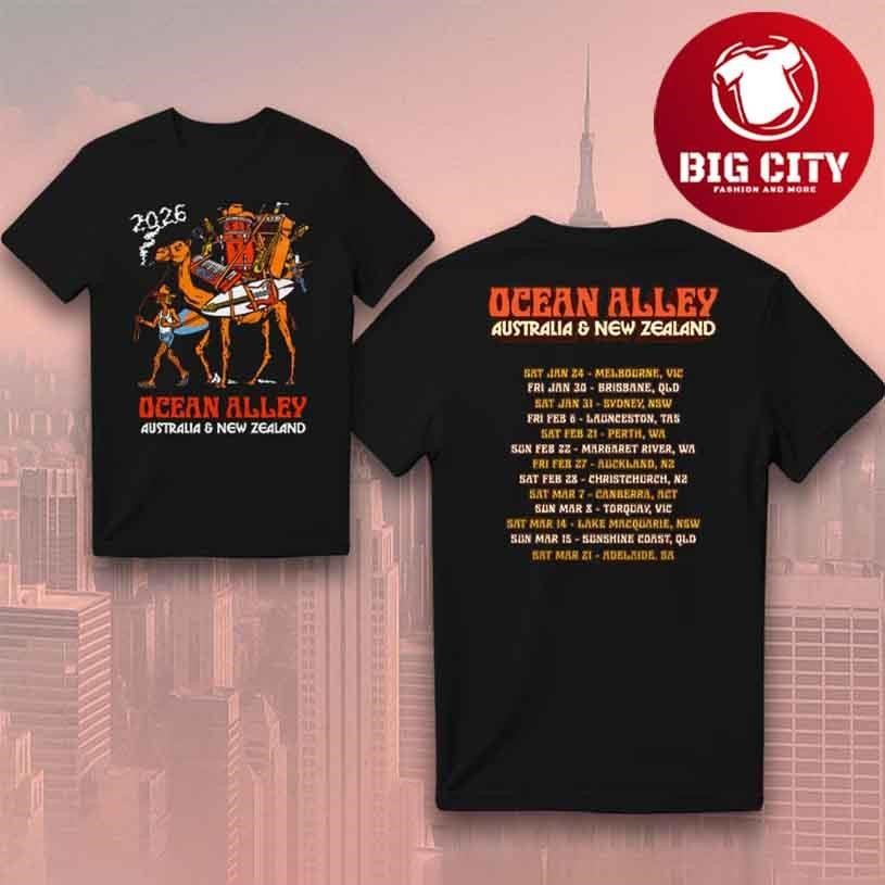 Ocean Alley Australia New Zealand Tour 2026 Two Sided - Adult & Kids T-Shirts, Sweatshirts & Hoodies apparel design preview 1