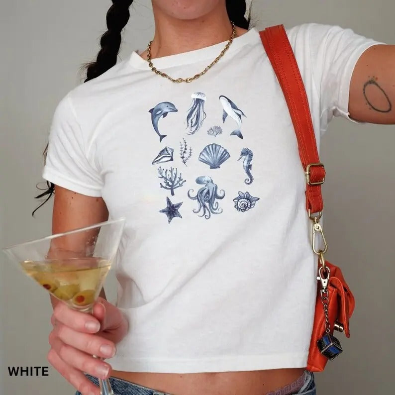 Ocean Themed Baby Y2K Coquette Marine Animals - Adult & Kids T-Shirts, Sweatshirts & Hoodies apparel design preview 1