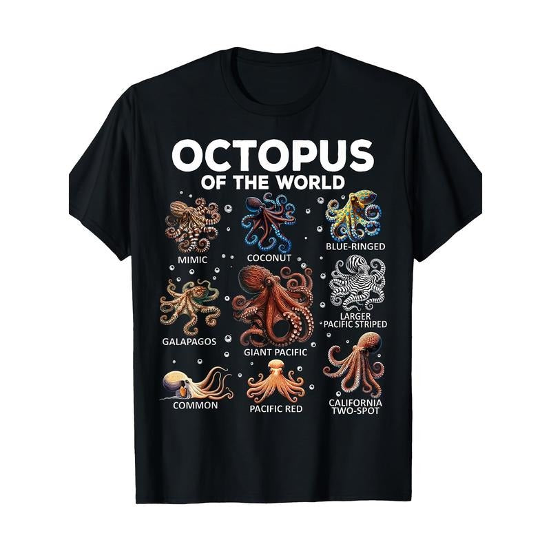 Octopus Animals World Kawaii Funny Made USA - Adult & Kids T-Shirts, Sweatshirts & Hoodies apparel design preview 1