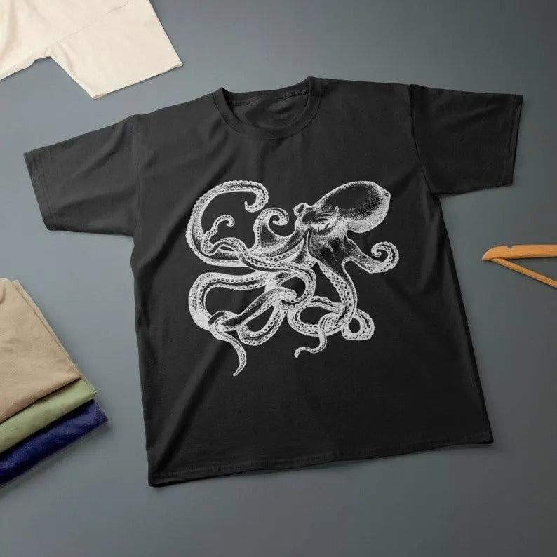 Octopus Ink Drawing Kraken Various Sizes Colours Made - Adult & Kids T-Shirts, Sweatshirts & Hoodies apparel design preview 1