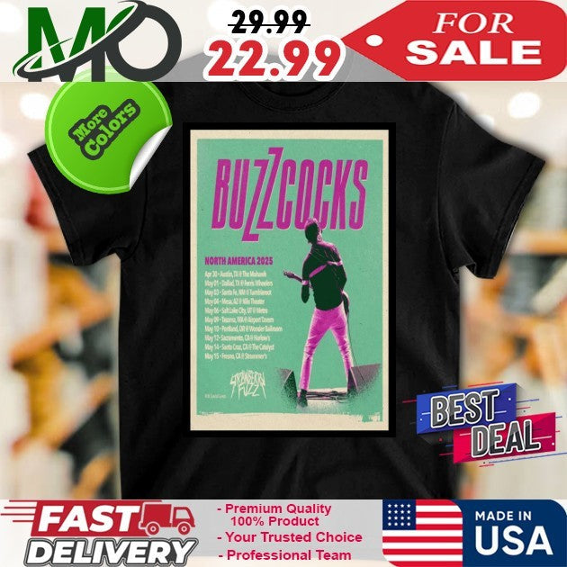2025 Buzzcocks North American Tour May Concert Poster - Adult & Kids T-Shirts, Sweatshirts & Hoodies apparel design preview 1