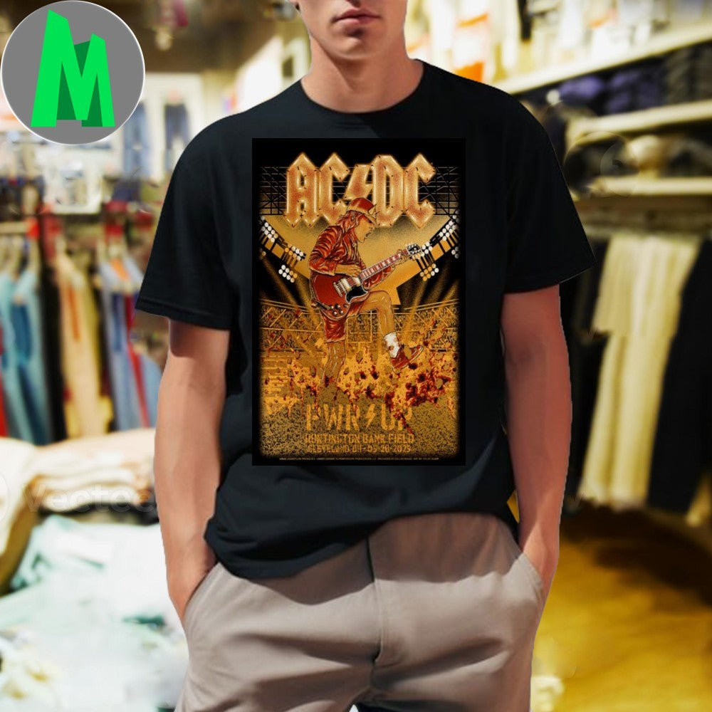 AC DC PWR UP Cleveland 2025 Concert Poster Hard Rock - Adult & Kids T-Shirts, Sweatshirts & Hoodies apparel design preview 1