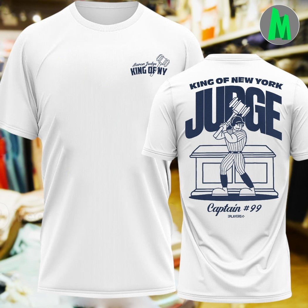 Aaron Judge King of New York Baseball Cartoon - Adult & Kids T-Shirts, Sweatshirts & Hoodies apparel design preview 1