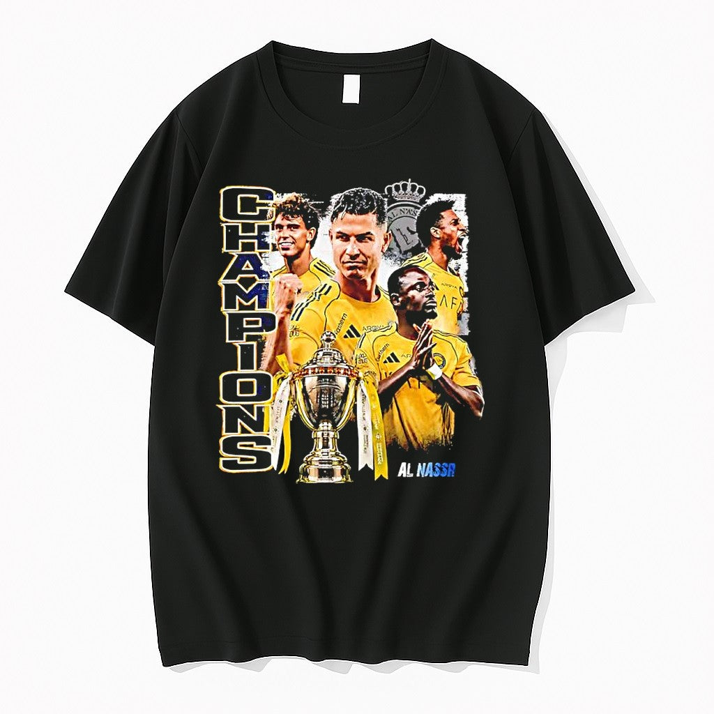 Official Al Nassr Champions 2026 Ronaldo And Team - Adult & Kids T-Shirts, Sweatshirts & Hoodies apparel design preview 1