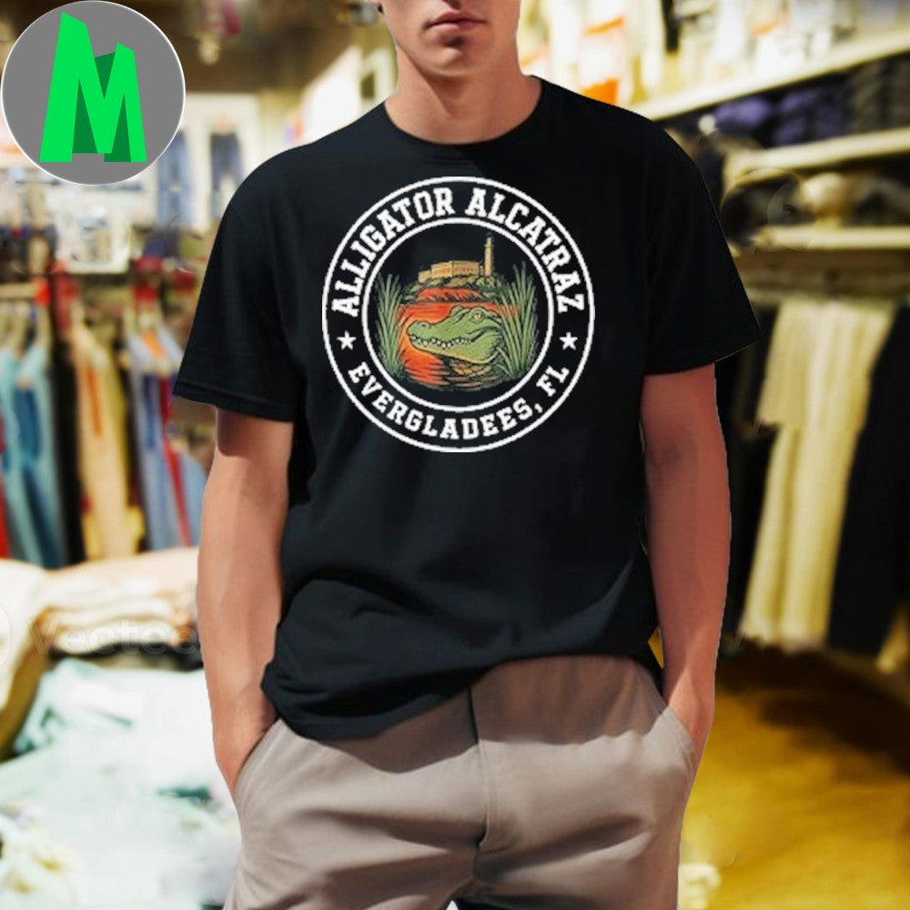 Alligator Alcatraz Everglades Florida Round Logo - Adult & Kids T-Shirts, Sweatshirts & Hoodies apparel design preview 1