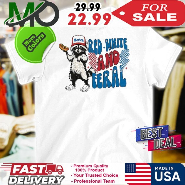 America Red White And Feral - Adult & Kids T-Shirts, Sweatshirts & Hoodies apparel design preview 1